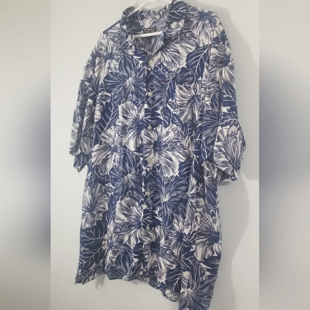Polo Ralph Lauren Hawaiian Shirt. Plus Size 1XT. Lightweight. Vacation Resort.